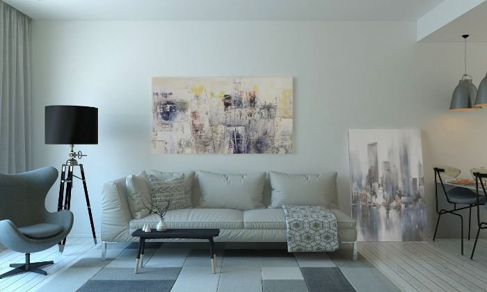 Modern living room highlighting the importance of a clean space, relevant to cost vs. benefits analysis of professional cleaning services.