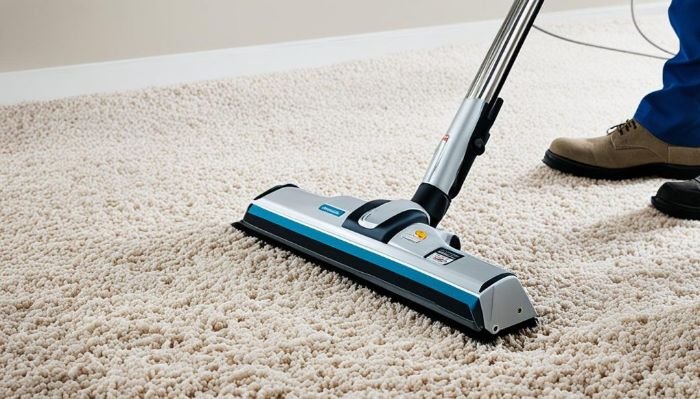 Professional cleaning a carpet using effective techniques to ensure a thorough clean and proper drying.
