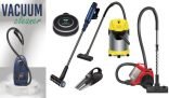 Assortment of vacuum cleaners including robotic, handheld, upright, and canister models for efficient home cleaning