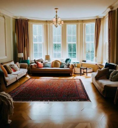 Spacious, elegantly furnished living room in Pimlico, SW1, thoroughly cleaned as part of Samyx Cleaning's end of tenancy cleaning services.