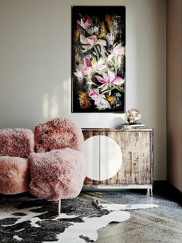 Stylish living space in Tooting, SW17, with pink chairs and modern decor after a professional end of tenancy cleaning by Samyx Cleaning.