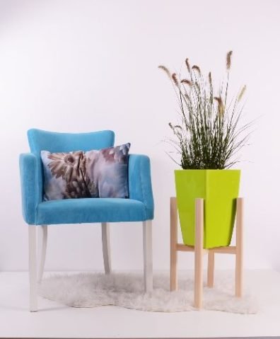 Vibrant blue chair and green planter in a freshly cleaned living space in Tooting, SW17, showcasing Samyx Cleaning’s end of tenancy service.