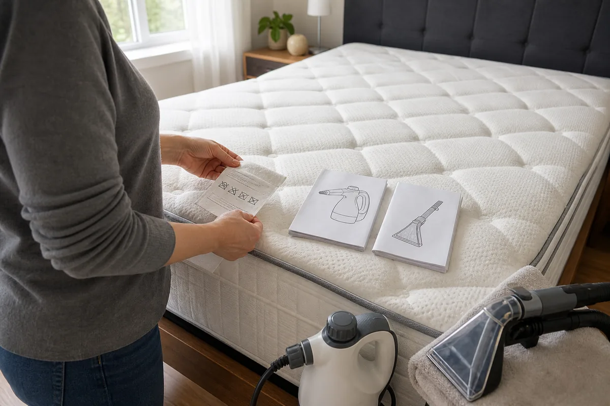Best Way to Clean a Mattress: Stains, Urine and Safe Drying 7 Checking mattress care instructions before using cleaning equipment