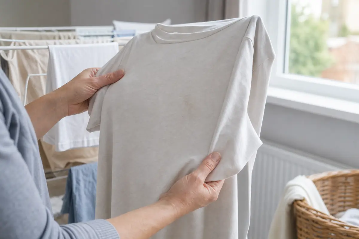 How to Get Oil Out of Clothes: Fresh, Set-In, Motor and Hair Oil 8 Inspecting an air-dried shirt in natural light before tumble-drying