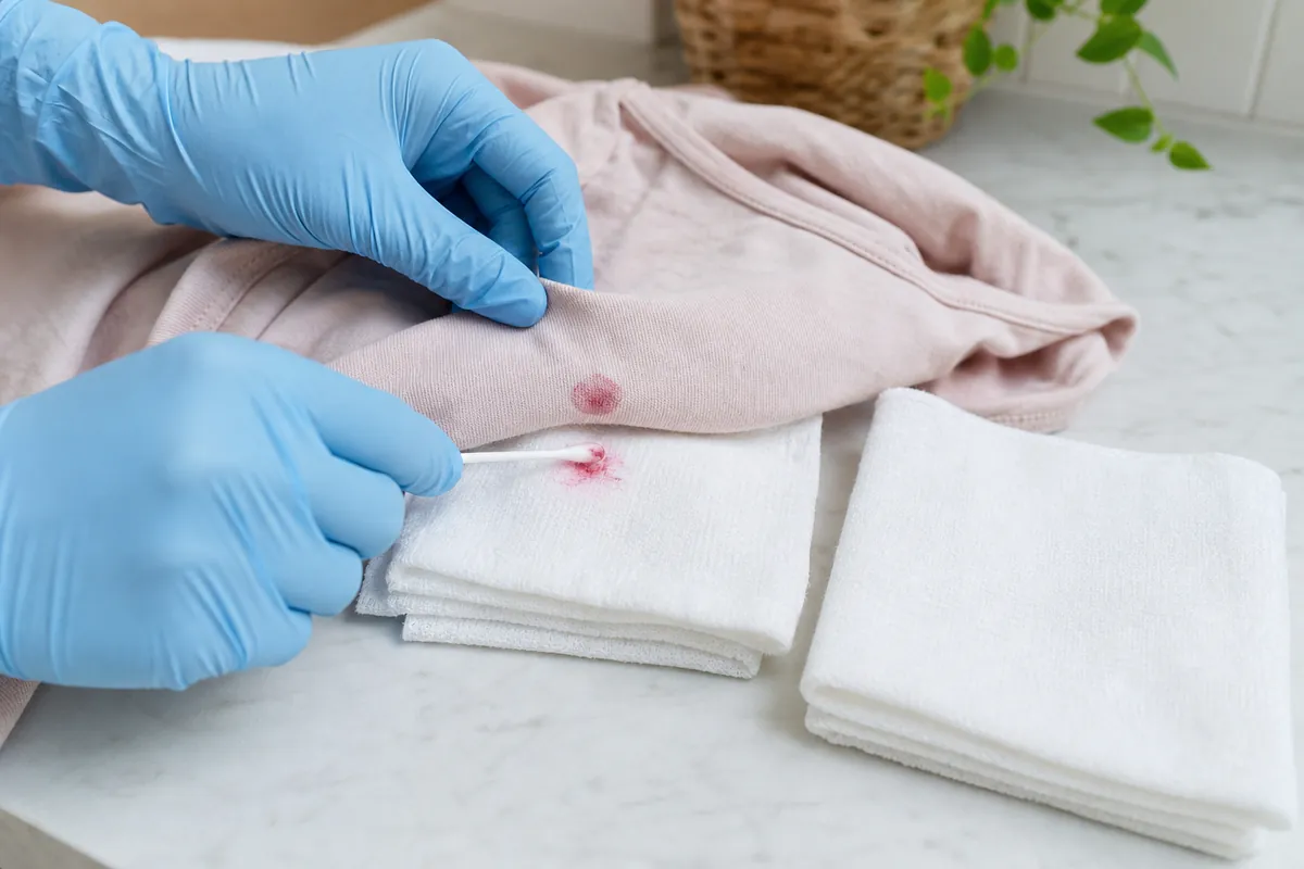 How to Get Nail Polish Out of Clothes Without Damaging the Fabric 5 Nail polish transferring from fabric into a white backing cloth