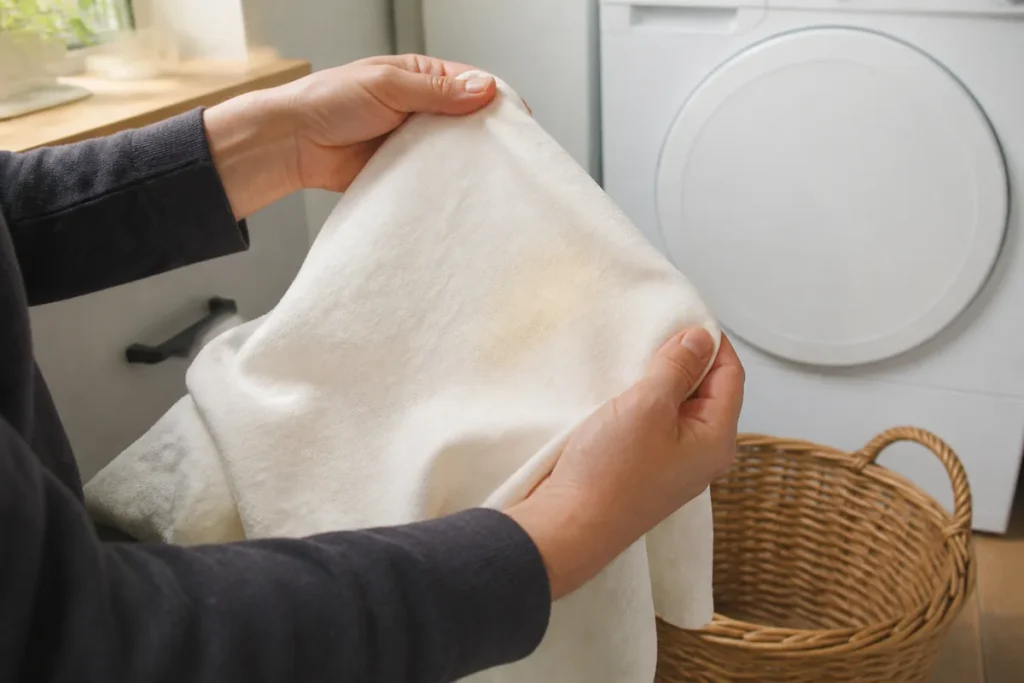 How to Remove Curry Stains with No-Nonsense Methods and Strategies 8 Checking a washed-in curry stain before using a tumble dryer