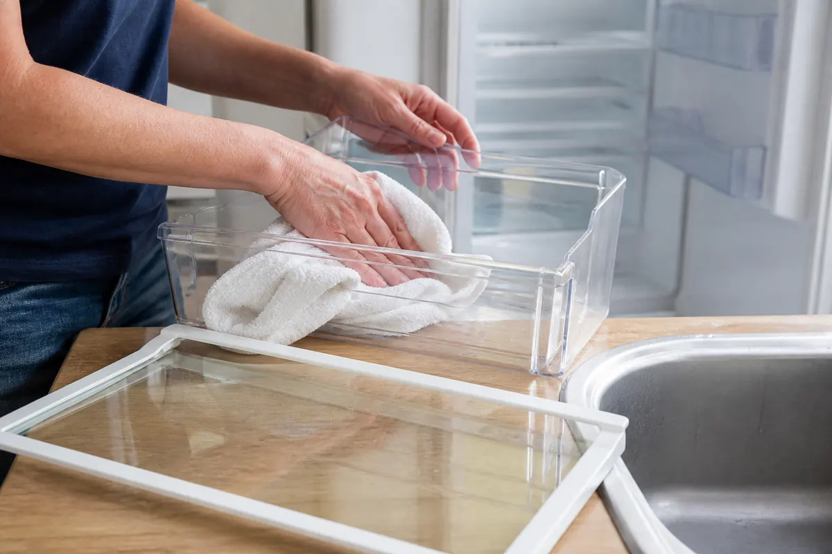 How to Remove Smell from Fridge: Find the Source First 6 Drying a clean refrigerator drawer and shelf before refitting them