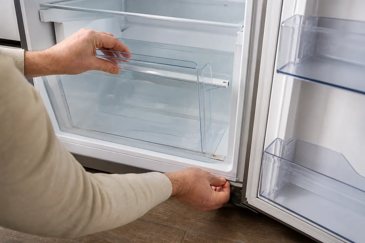 How to Remove Smell from Fridge: Find the Source First 4 Inspecting the drawer channel and door seal for a hidden fridge odour source
