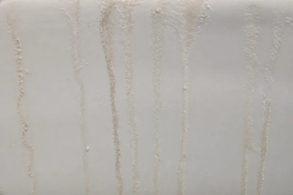 How to Remove Limescale from Your Toilet Bowl 5 Close-up of vertical limescale deposits following the flush-water path