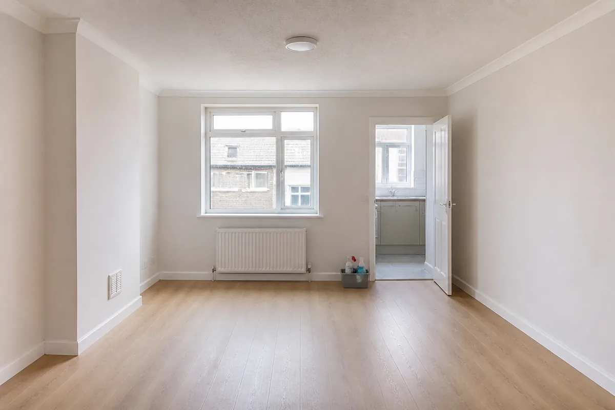 How Long Does End of Tenancy Cleaning in London Really Take? 4 Empty London flat prepared for end of tenancy cleaning after removals