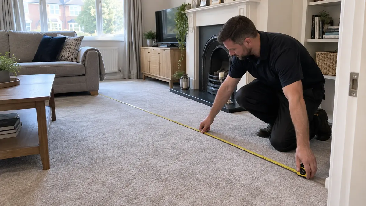 Cleaning Services Pricing in London: What Changes the Quote 10 Professional cleaner measuring a carpeted room to establish the area for an accurate cleaning quote.