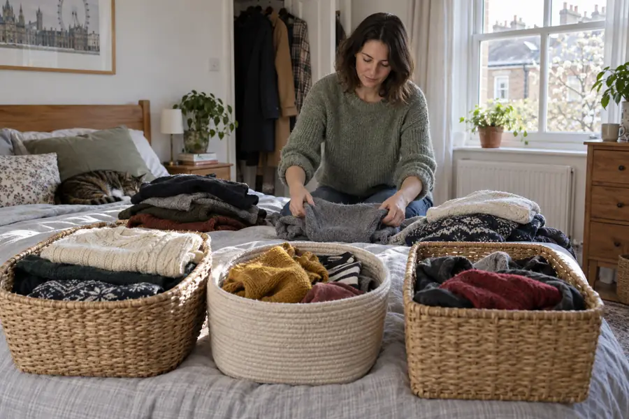 Everything You Need to Know About Spring Cleaning: History, Traditions & Benefits 5 Sorting winter clothes into keep, repair and donate groups during spring cleaning