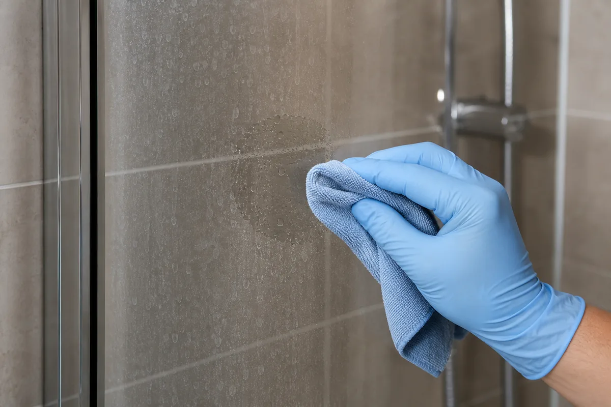 Cleaning with White Vinegar: the Good, the Bad, and the Ugly 5 White vinegar tested on a small limescale area of a glass shower screen